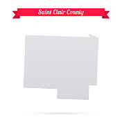 密苏里州圣克莱尔县。白底红旗地图