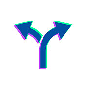 双向方向箭头。图标与两种颜色叠加在白色背景上