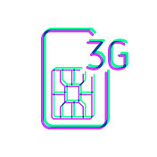 3G SIM卡。图标与两种颜色叠加在白色背景上