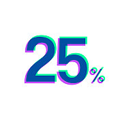 25% - 25%。图标与两种颜色叠加在白色背景上