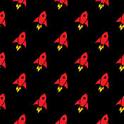 红色火箭无缝图案