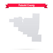 普拉斯基县，阿肯色州。白底红旗地图
