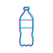 一瓶苏打水。图标与两种颜色叠加在白色背景上