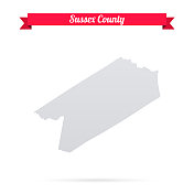 苏塞克斯县，弗吉尼亚州。白底红旗地图