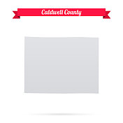 密苏里州考德威尔县。白底红旗地图