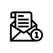 电子邮件线条图标，设计，像素完美，可编辑笔触。标志、标志、符号。信封。