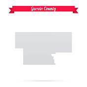 加文县，俄克拉荷马州。白底红旗地图