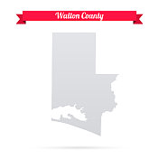 佛罗里达州沃尔顿县。白底红旗地图