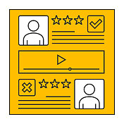 评估线图标设计。评估、考试、回顾、问卷调查、报告、分析。 评估线图标设计。评估、考试、回顾、问卷调查、报告、分析。