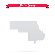 莫顿县，北达科他州。白底红旗地图