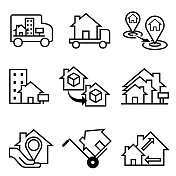 房地产和搬家图标