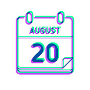 8月20日。图标与两种颜色叠加在白色背景上