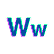 字母W -大写和小写。图标与两种颜色叠加在白色背景上