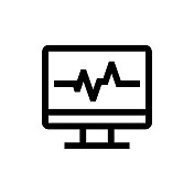 心电图线图标，设计，像素完美，可编辑笔画。标志、标志、符号。诊断
