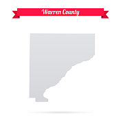 印第安纳州沃伦县。白底红旗地图