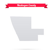 密歇根州马斯基根县。白底红旗地图