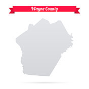 韦恩县，肯塔基州。白底红旗地图