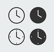 时间和时钟与可编辑的笔画线图标符号模板