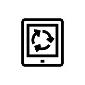电子回收线图标，设计，像素完美，可编辑笔触。标志、标志、符号。可重复使用，回收，环境，废物管理。