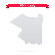 阿尔斯特县，纽约。白底红旗地图