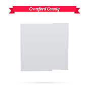 克劳福德县，俄亥俄州。白底红旗地图