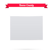 布恩县，印第安纳州。白底红旗地图