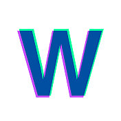 字母w图标与两种颜色叠加在白色背景上