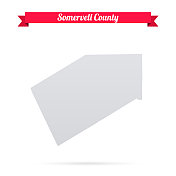 萨默维尔县，德克萨斯州。白底红旗地图