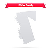 德克萨斯州沃勒县。白底红旗地图
