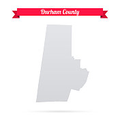 北卡罗来纳州达勒姆县。白底红旗地图