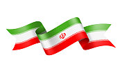伊朗国旗丝带-矢量股票插图