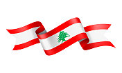 黎巴嫩国旗丝带-矢量股票插图
