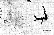 诺曼，俄克拉荷马州，美国矢量地图