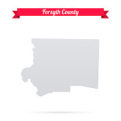北卡罗来纳州福赛斯县。白底红旗地图