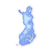 芬兰与湖泊和水道软蓝色矢量地图插图