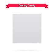 Cuming县，内布拉斯加州。白底红旗地图