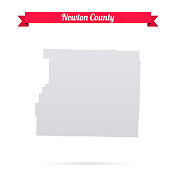 牛顿县，阿肯色州。白底红旗地图