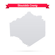 弗吉尼亚州丁威迪县。白底红旗地图