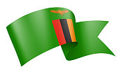 赞比亚国旗丝带-矢量股票插图