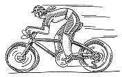 卡通女子赛车自行车画