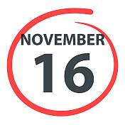 11月16日――白底上用红色圈出的日期