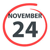 11月24日――白底上用红色圈出的日期