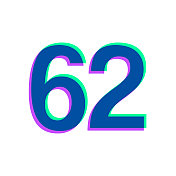 62 - 62号。图标与两种颜色叠加在白色背景上