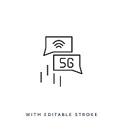 5G技术线图标可编辑笔画