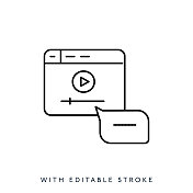 媒体播放器线路图标。可编辑的中风 媒体播放器线路图标。可编辑的中风