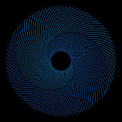 蓝色褪色漩涡图案由曲线和圆点在圆形的末端