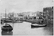 来自英国杂志的古董图片:克里特岛的冲突，赫拉克利翁港
