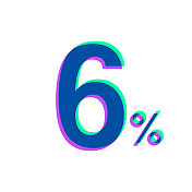 6% - 6%图标与两种颜色叠加在白色背景上