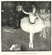 一名芭蕾舞女演员在表演结束后的舞台上