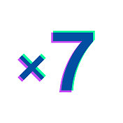 x7, 7次。图标与两种颜色叠加在白色背景上